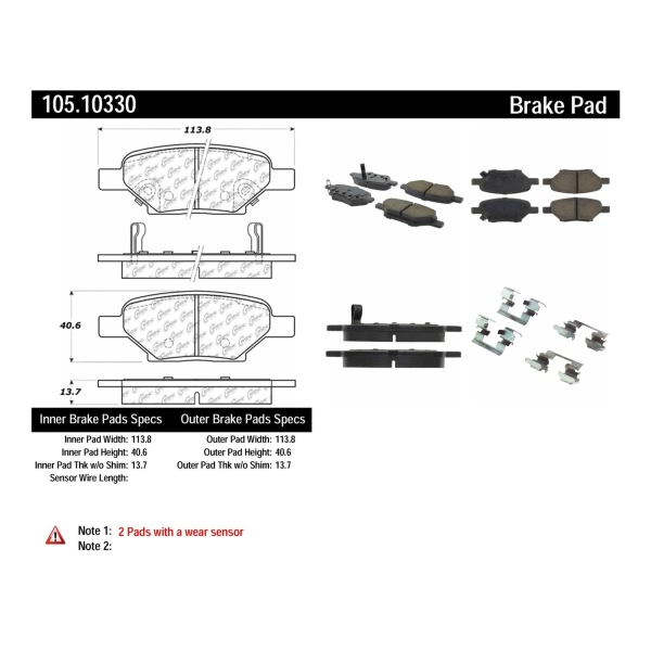 Centric Posi Quiet™ Ceramic Rear Disc Brake Pads 105.10330