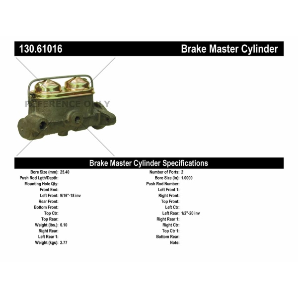Centric Premium Brake Master Cylinder 130.61016