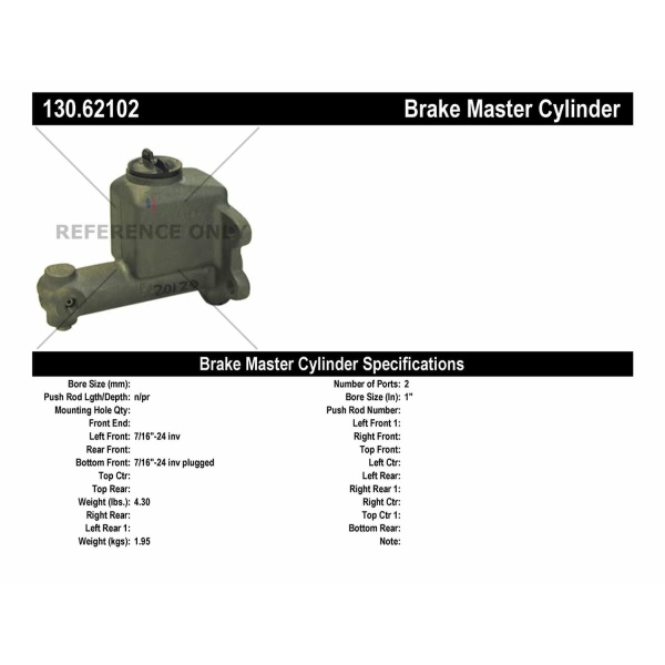 Centric Premium Brake Master Cylinder 130.62102