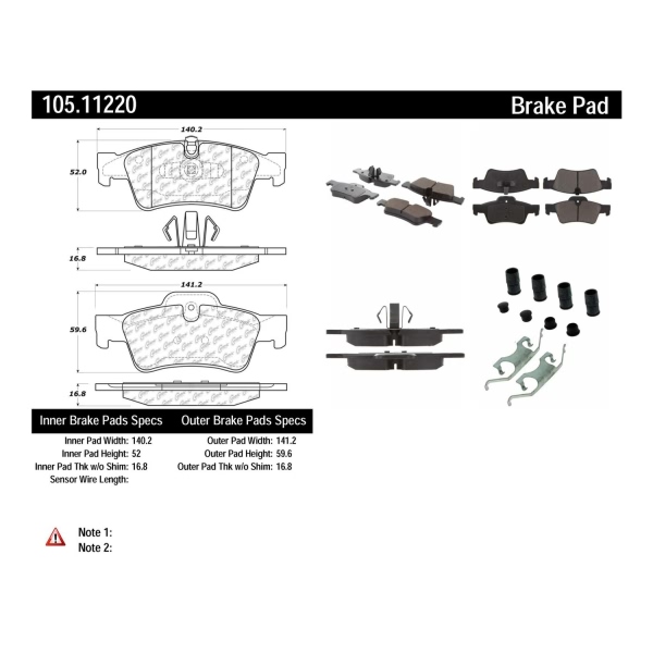 Centric Posi Quiet™ Ceramic Rear Disc Brake Pads 105.11220