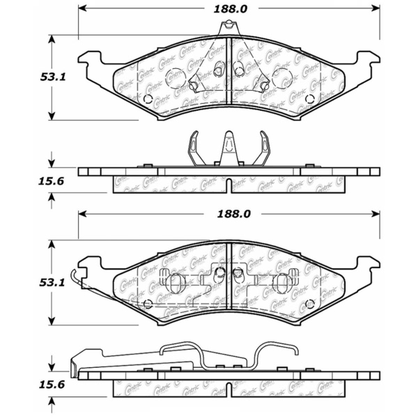 Centric Posi Quiet™ Semi-Metallic Front Disc Brake Pads 104.04210