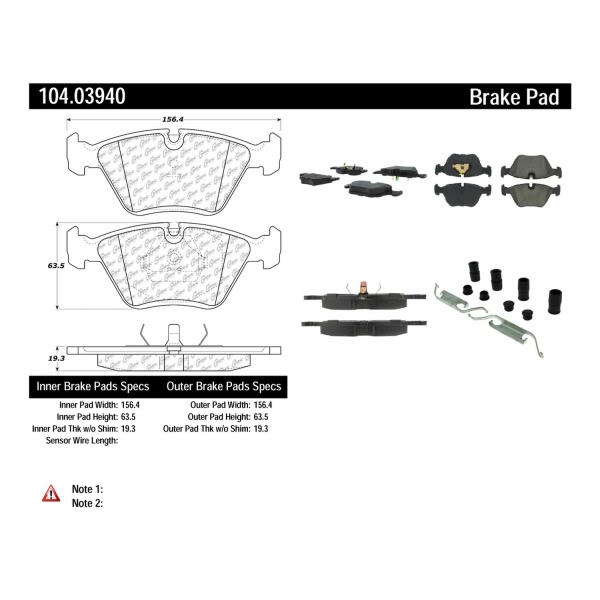 Centric Posi Quiet™ Semi-Metallic Front Disc Brake Pads 104.03940