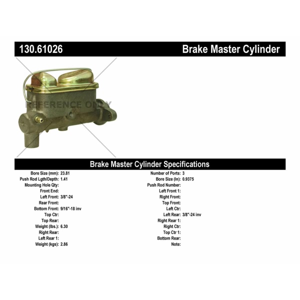 Centric Premium Brake Master Cylinder 130.61026