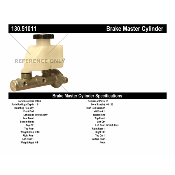 Centric Premium Brake Master Cylinder 130.51011