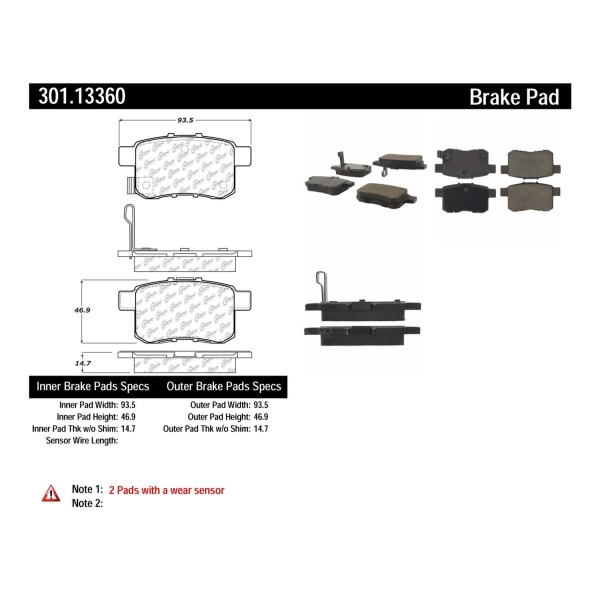 Centric Premium Ceramic Rear Disc Brake Pads 301.13360