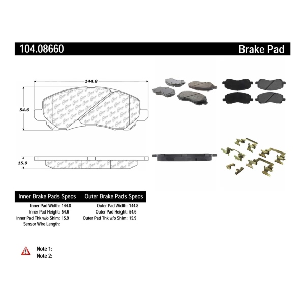 Centric Posi Quiet™ Semi-Metallic Front Disc Brake Pads 104.08660