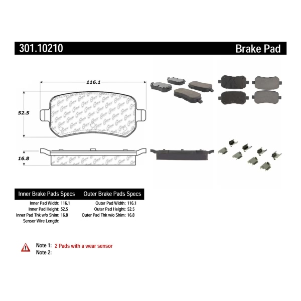 Centric Premium Ceramic Rear Disc Brake Pads 301.10210