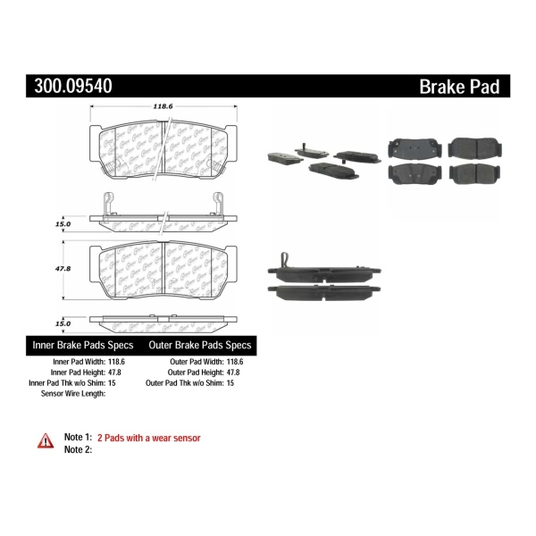 Centric Premium Semi-Metallic Rear Disc Brake Pads 300.09540