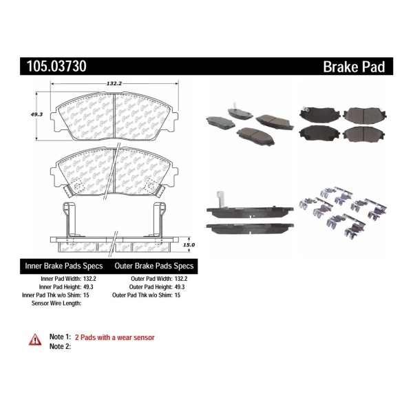 Centric Posi Quiet™ Ceramic Front Disc Brake Pads 105.03730