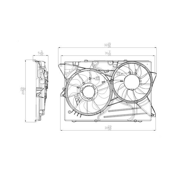 TYC Dual Radiator And Condenser Fan Assembly 622780