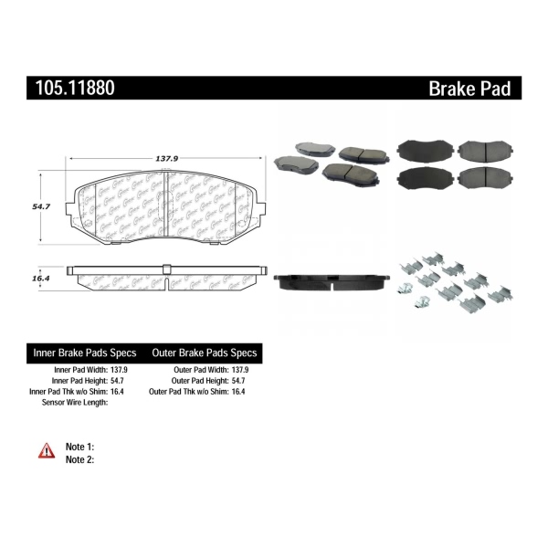 Centric Posi Quiet™ Ceramic Front Disc Brake Pads 105.11880