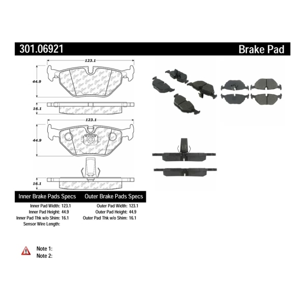 Centric Premium Ceramic Rear Disc Brake Pads 301.06921