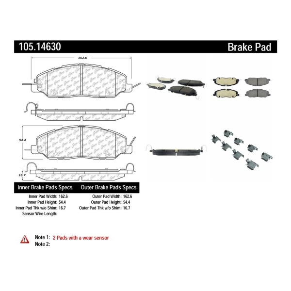 Centric Posi Quiet™ Ceramic Front Disc Brake Pads 105.14630