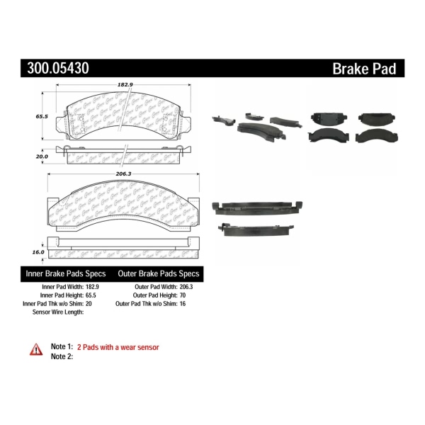 Centric Premium Semi-Metallic Front Disc Brake Pads 300.05430