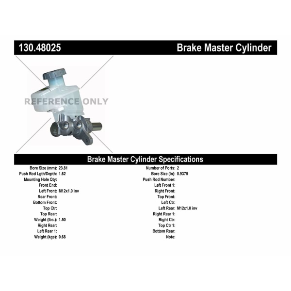 Centric Premium Brake Master Cylinder 130.48025