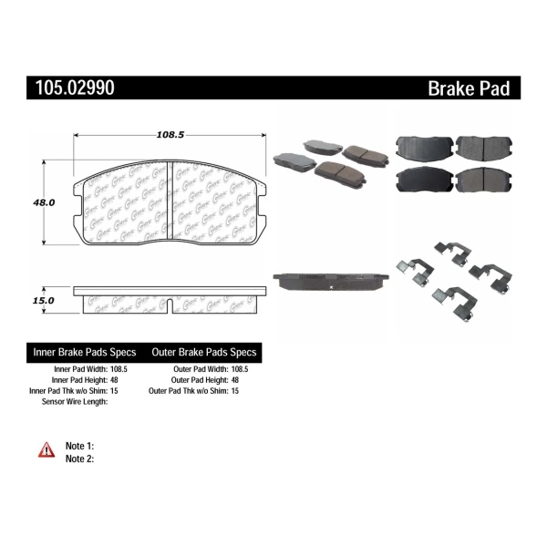 Centric Posi Quiet™ Ceramic Front Disc Brake Pads 105.02990