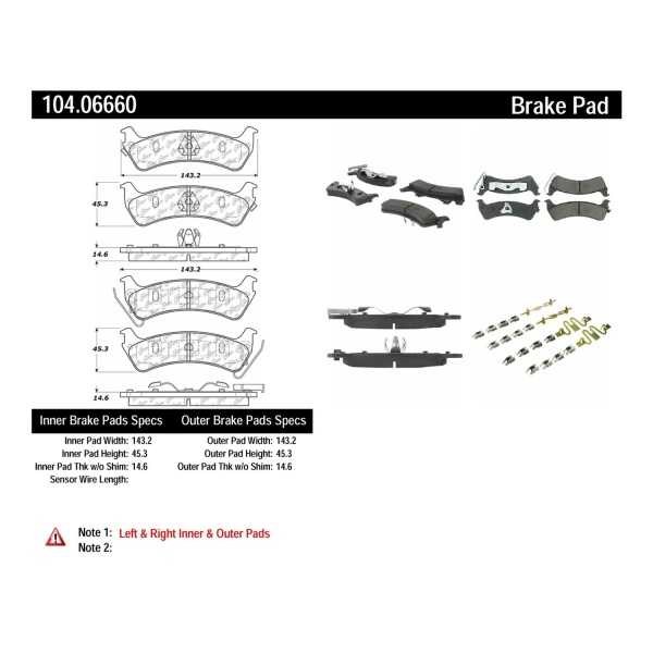 Centric Posi Quiet™ Semi-Metallic Rear Disc Brake Pads 104.06660