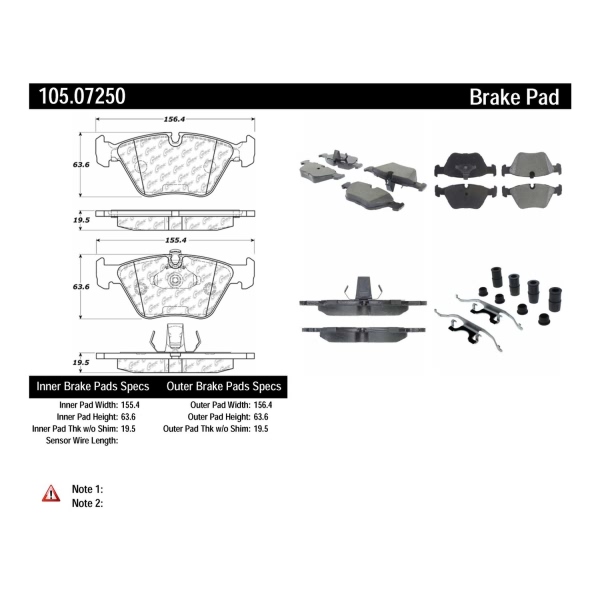 Centric Posi Quiet™ Ceramic Front Disc Brake Pads 105.07250