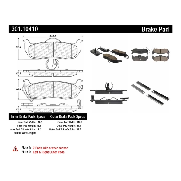 Centric Premium Ceramic Rear Disc Brake Pads 301.10410