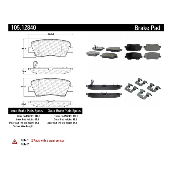 Centric Posi Quiet™ Ceramic Rear Disc Brake Pads 105.12840