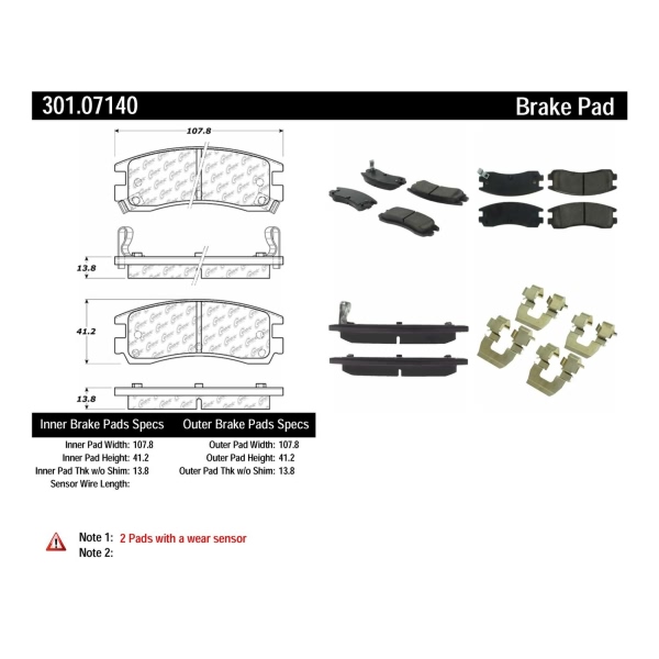 Centric Premium Ceramic Rear Disc Brake Pads 301.07140