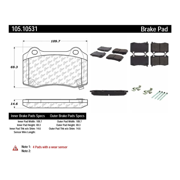 Centric Posi Quiet™ Ceramic Rear Disc Brake Pads 105.10531