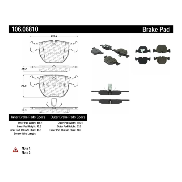 Centric Posi Quiet™ Extended Wear Semi-Metallic Front Disc Brake Pads 106.06810