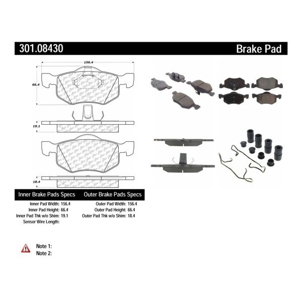 Centric Premium Ceramic Front Disc Brake Pads 301.08430