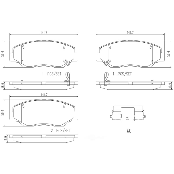 brembo Premium Ceramic Front Disc Brake Pads P28035N