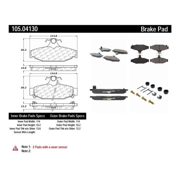 Centric Posi Quiet™ Ceramic Rear Disc Brake Pads 105.04130