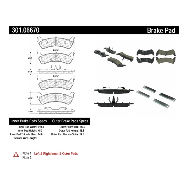 Centric Premium Ceramic Rear Disc Brake Pads 301.06670