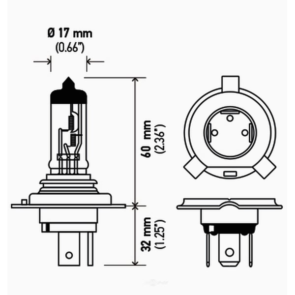 Hella H4P50Tb Performance Series Halogen Light Bulb H4P50TB