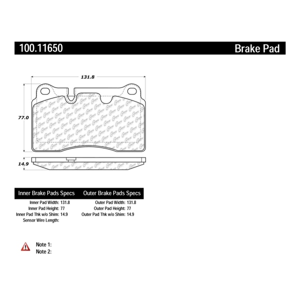 Centric Original Equipment Formula Brake Pads 100.11650