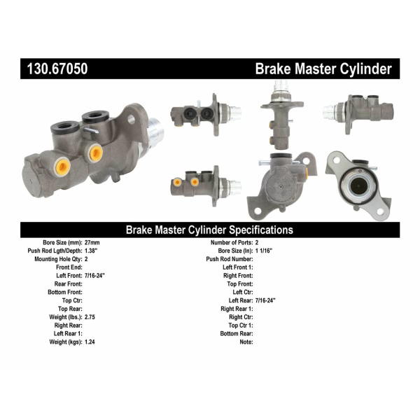 Centric Premium Brake Master Cylinder 130.67050