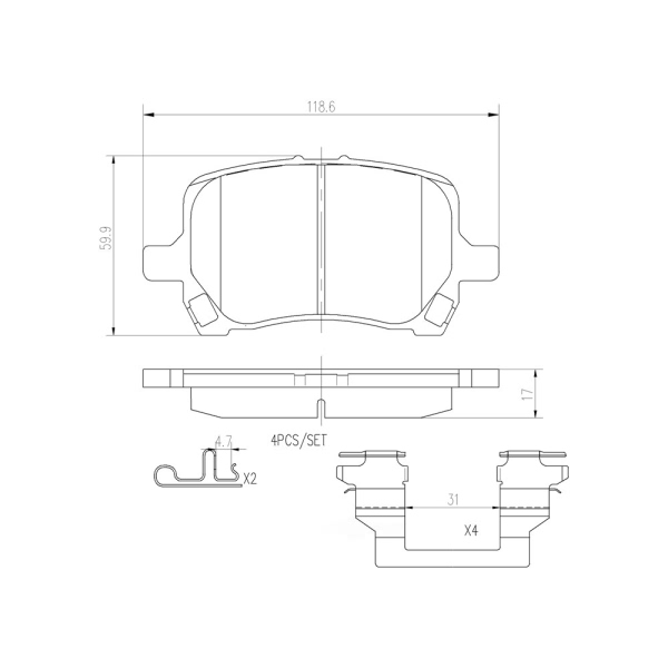 brembo Premium Ceramic Front Disc Brake Pads P10014N