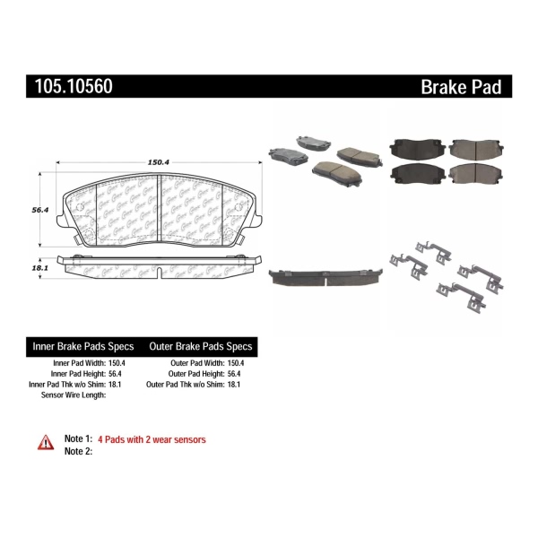 Centric Posi Quiet™ Ceramic Front Disc Brake Pads 105.10560