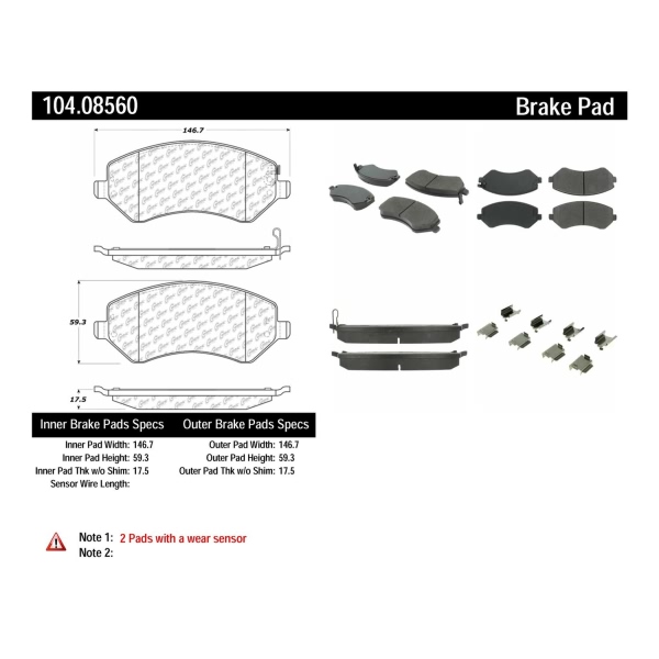 Centric Posi Quiet™ Semi-Metallic Front Disc Brake Pads 104.08560