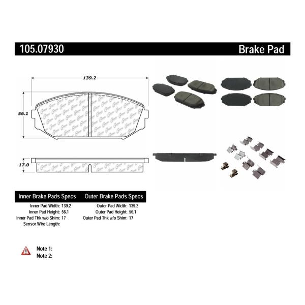 Centric Posi Quiet™ Ceramic Front Disc Brake Pads 105.07930