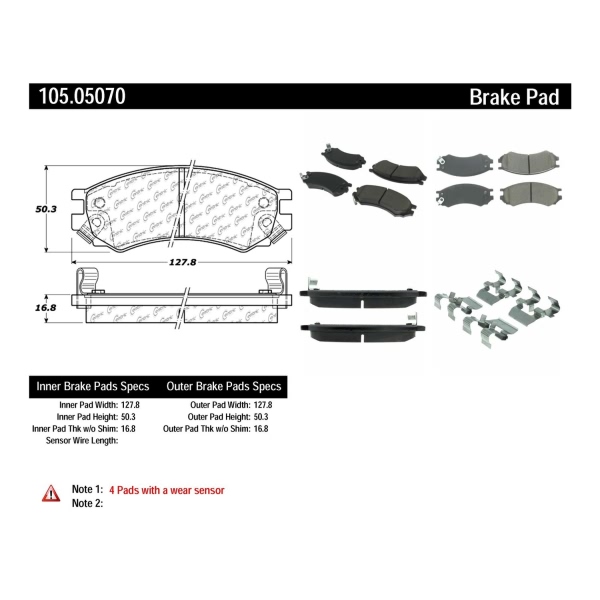 Centric Posi Quiet™ Ceramic Front Disc Brake Pads 105.05070