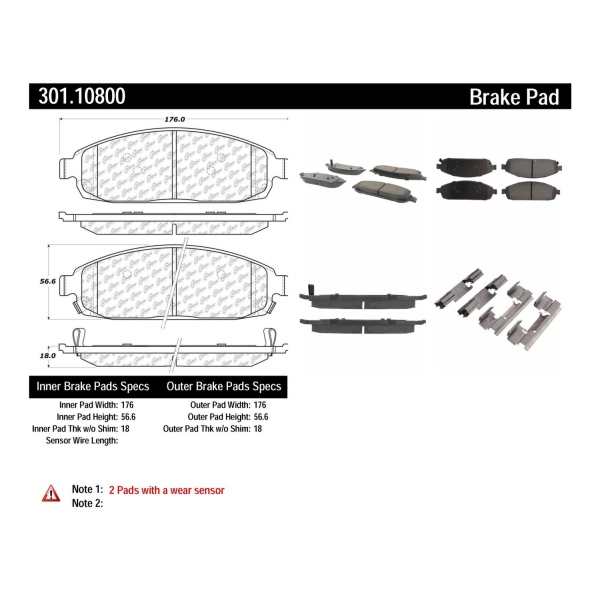 Centric Premium Ceramic Front Disc Brake Pads 301.10800