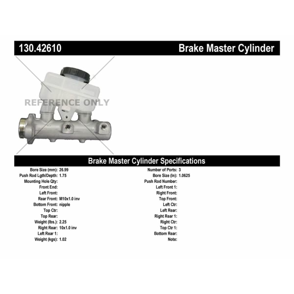 Centric Premium Brake Master Cylinder 130.42610