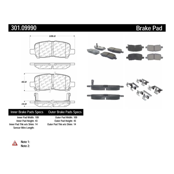 Centric Premium Ceramic Rear Disc Brake Pads 301.09990