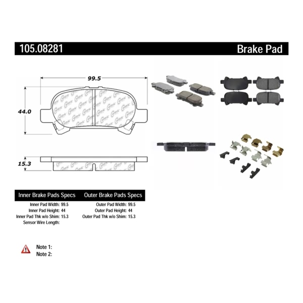 Centric Posi Quiet™ Ceramic Rear Disc Brake Pads 105.08281