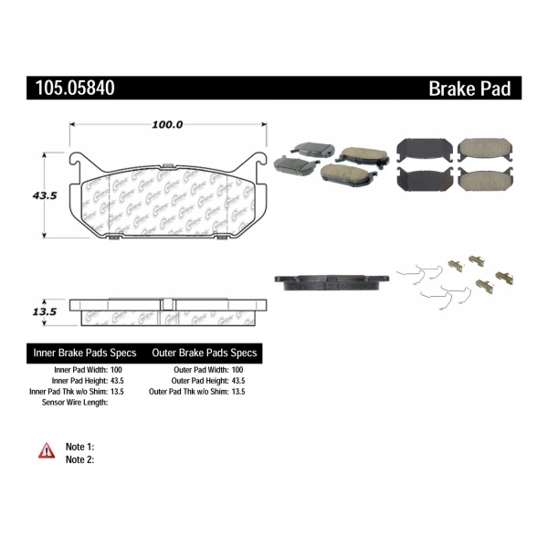 Centric Posi Quiet™ Ceramic Rear Disc Brake Pads 105.05840