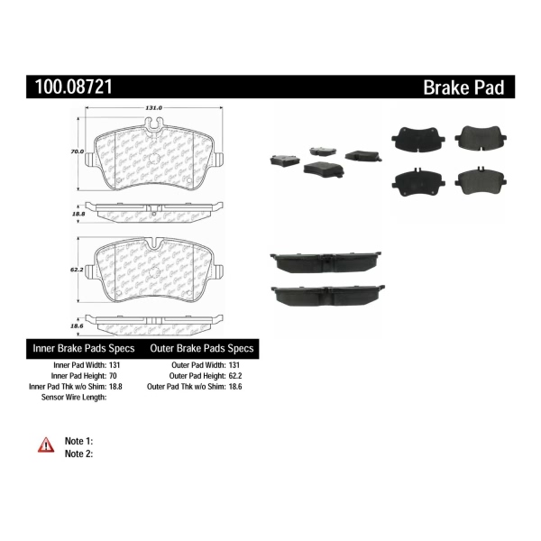 Centric Original Equipment Formula Brake Pads With Hardware 100.08721