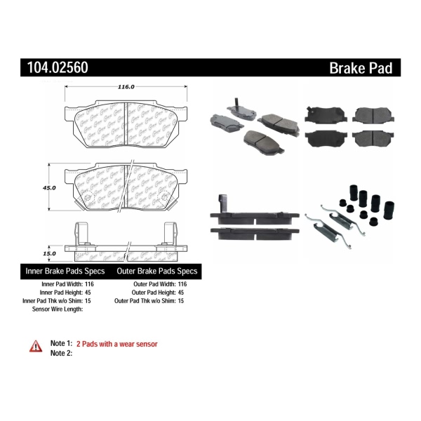 Centric Posi Quiet™ Semi-Metallic Front Disc Brake Pads 104.02560