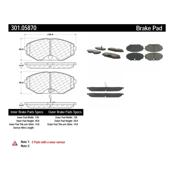 Centric Premium Ceramic Front Disc Brake Pads 301.05870