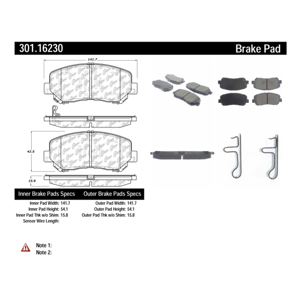 Centric Premium Ceramic Front Disc Brake Pads 301.16230