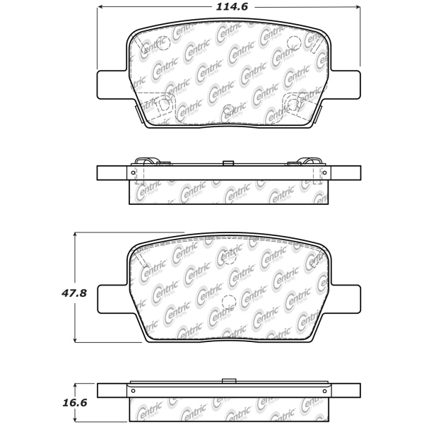 Centric Posi Quiet™ Semi-Metallic Rear Disc Brake Pads 104.19140