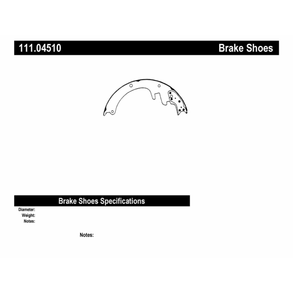 Centric Premium Rear Drum Brake Shoes 111.04510